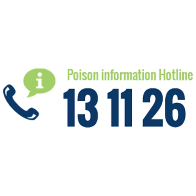 Logo for poison information hotline with phone icon and numbers 13 11 26 on a white background