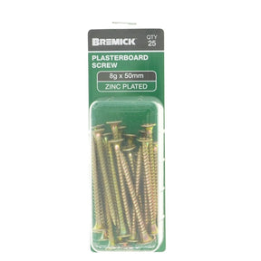 Bremick 8Gx50mm Bugle Plasterboard Screw Phillips Zinc Plated 25Pcs