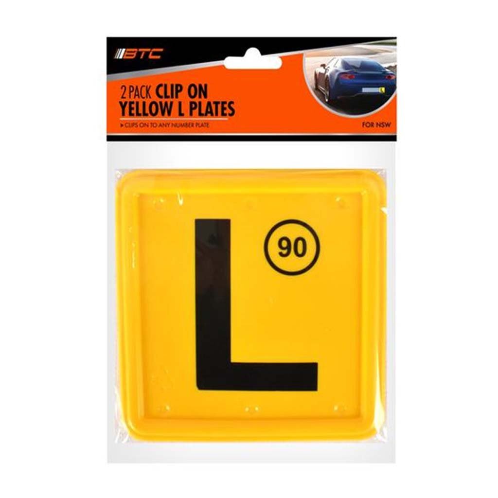 BTC Clip - On NSW Yellow L Plates 2Pcs AUT - 152