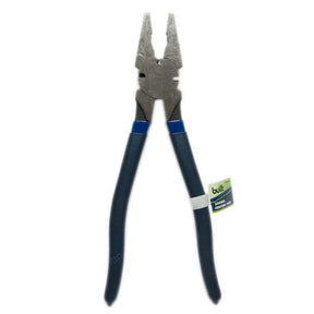 Pair of pliers with blue handles on a white background