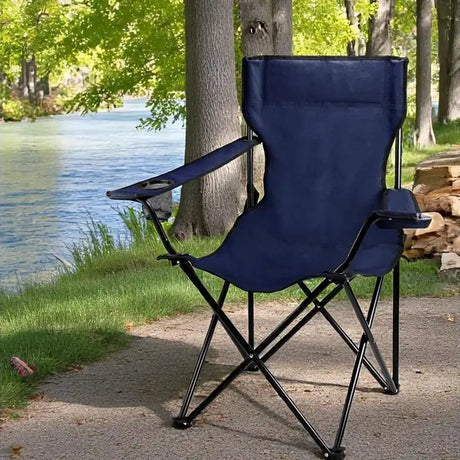 Camping Chair With Cup Holder Blue