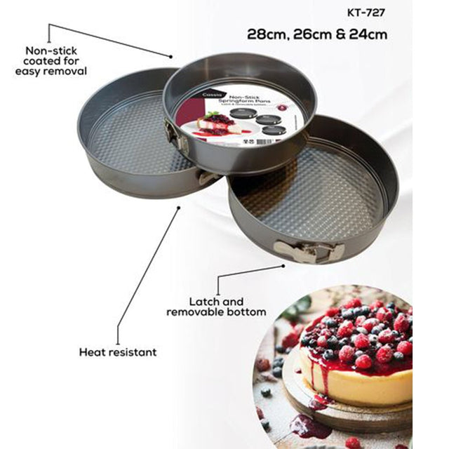 Cassia Non - Stick Springform Pans Set 24cm, 26cm, 28cm KT - 727