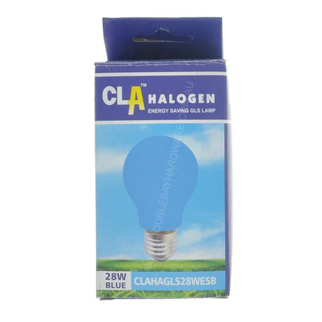 CLA GLS Coloured Halogen Light Bulb E27 240V 28W Blue