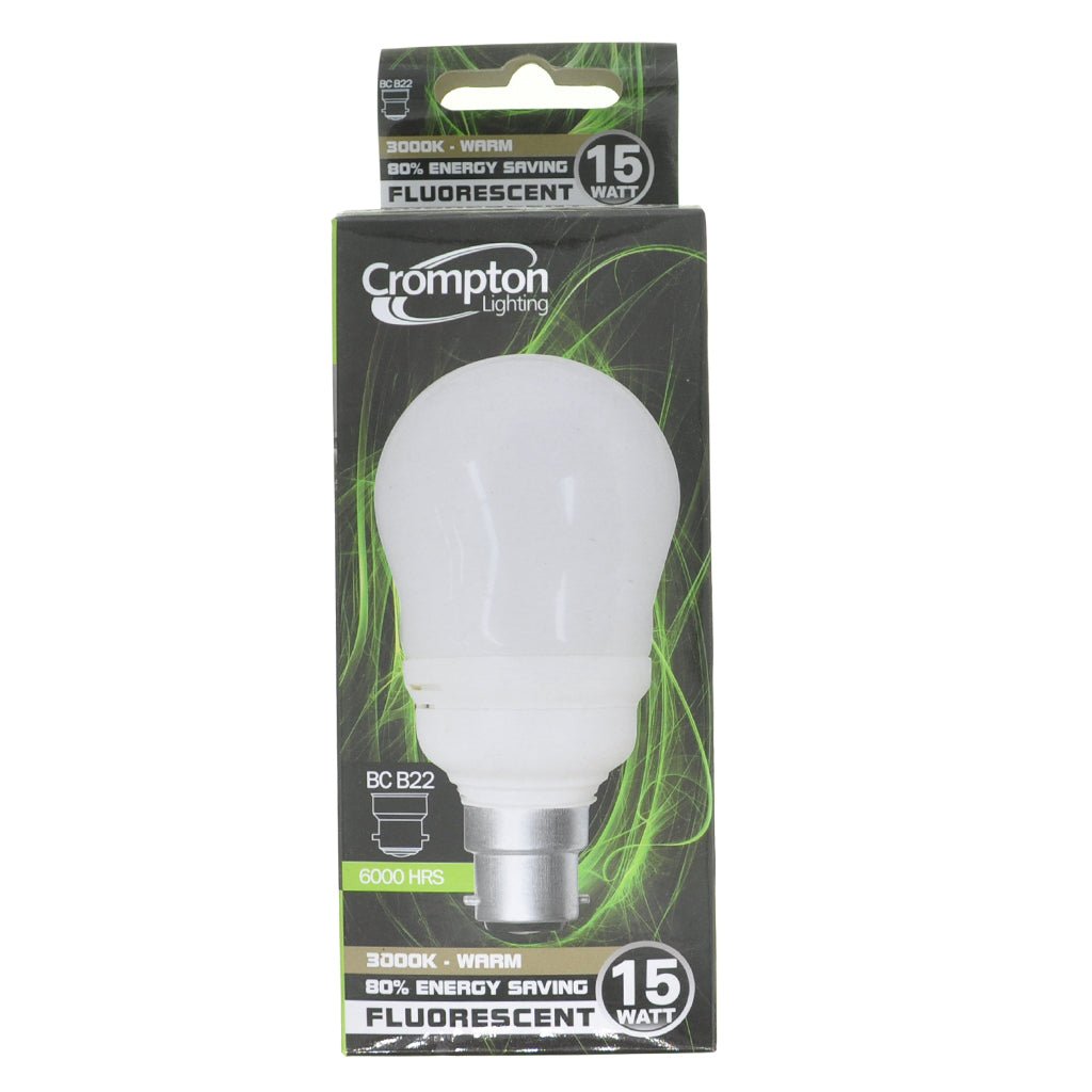 Crompton CFG Energy Saving Light Bulb B22 240V 15W W/W 25606