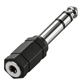 Black and silver audio plug on a white background