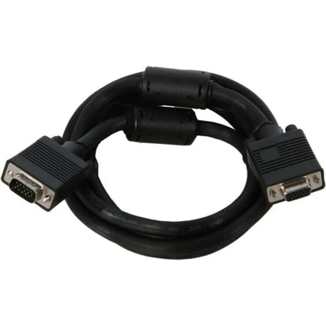Black VGA cable with connectors on a white background