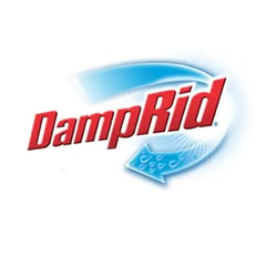 DampRid logo with red text and blue graphic on a white background