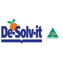 De-Solv-it logo with an orange and green triangle on a white background