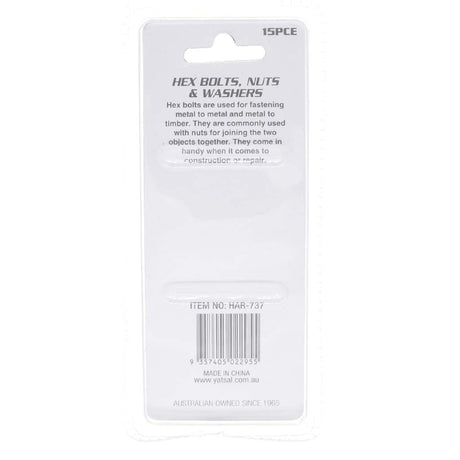 Duramax M6x35mm Hex Head Bolts Nuts Washers Set 15pcs HAR - 737