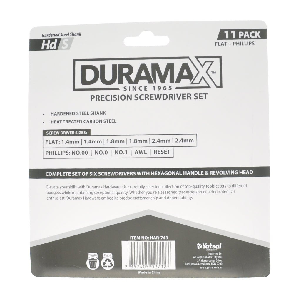 DURAMAX Precision Screwdriver Set 11Pcs HAR - 743