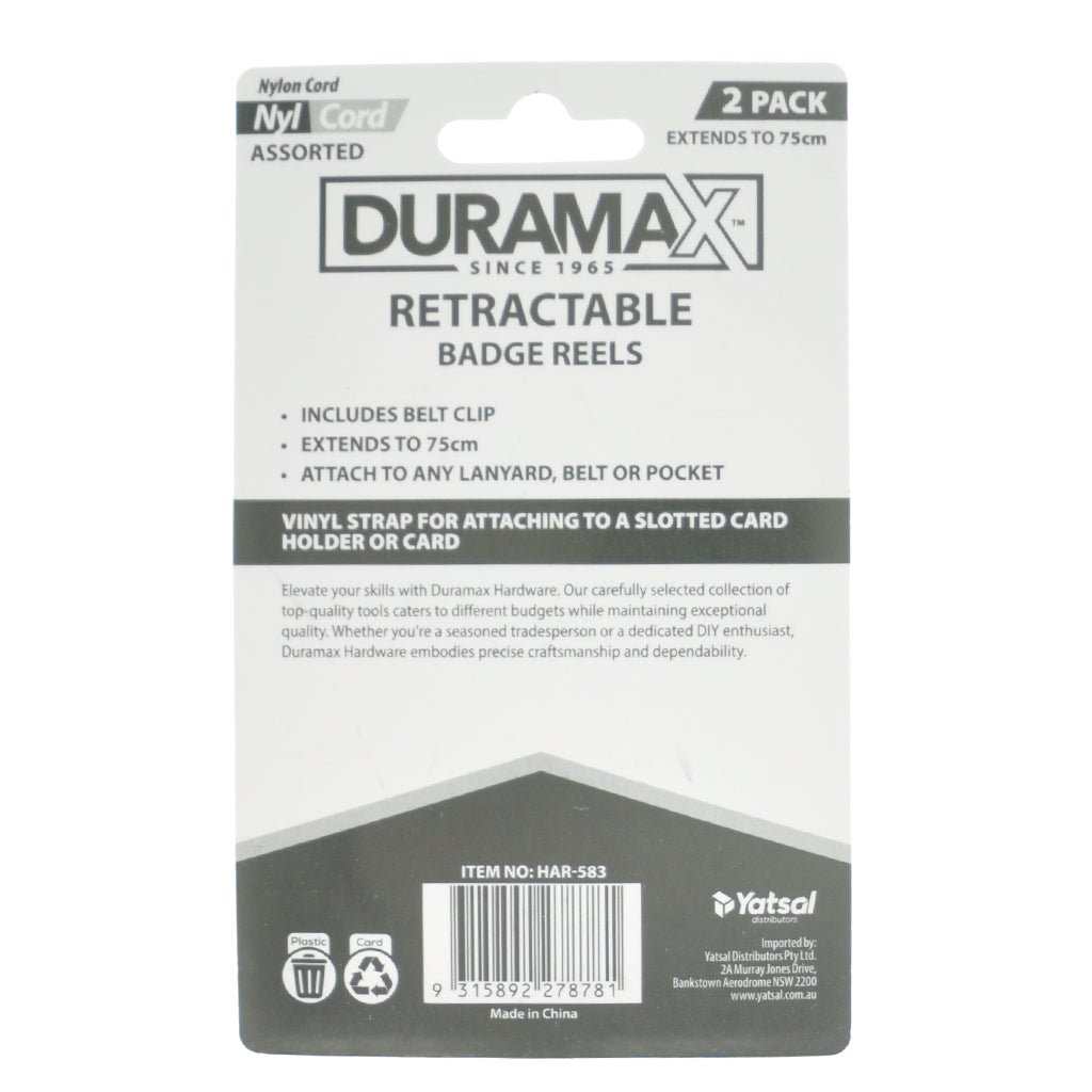 Duramax Retractable Badge Reels Extends 75cm HAR - 583