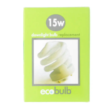 Eco bulb packaging with a 15w daylight bulb replacement on a green background