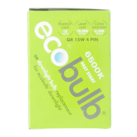 Green box of ecobulb with branding and product details on a white background