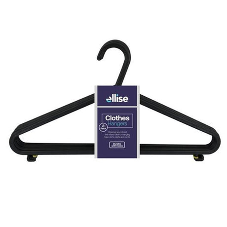 ellise Coat Hanger Plastic Black 37cm 8Pcs HOM - 597