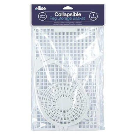 ellise Collapsible Plastic Peg Basket 24X15X20cm White HOM - 860