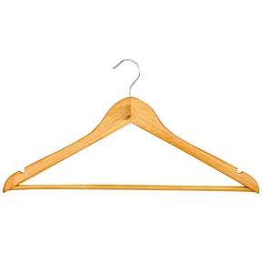 Wooden hanger on a white background