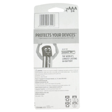 Energizer Max Alkaline Battery 1.5V AAA 24Pc LR03