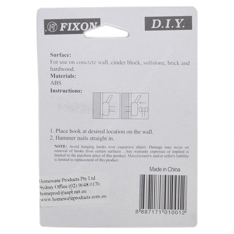 FIXON Handy Hardwall Nail Hooks On Concrete Wall 1000g 7Pcs F1001