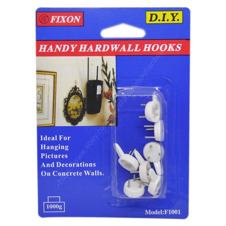 FIXON Handy Hardwall Nail Hooks On Concrete Wall 1000g 7Pcs F1001