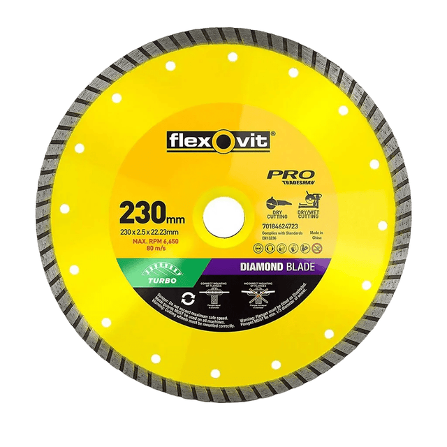flexovit Diamond Cutting Blade 230x25.4/22.2mm For Concrete,ClayBrick,Cement Block