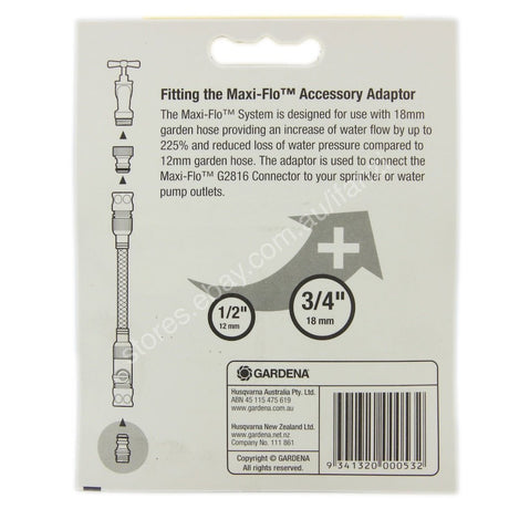GARDENA Maxi - Flo Adaptor (3/4" BSP Thread) for 18mm Hose G2821