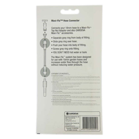 GARDENA Maxi - Flo Hose Connector For 18mm Hose G2816