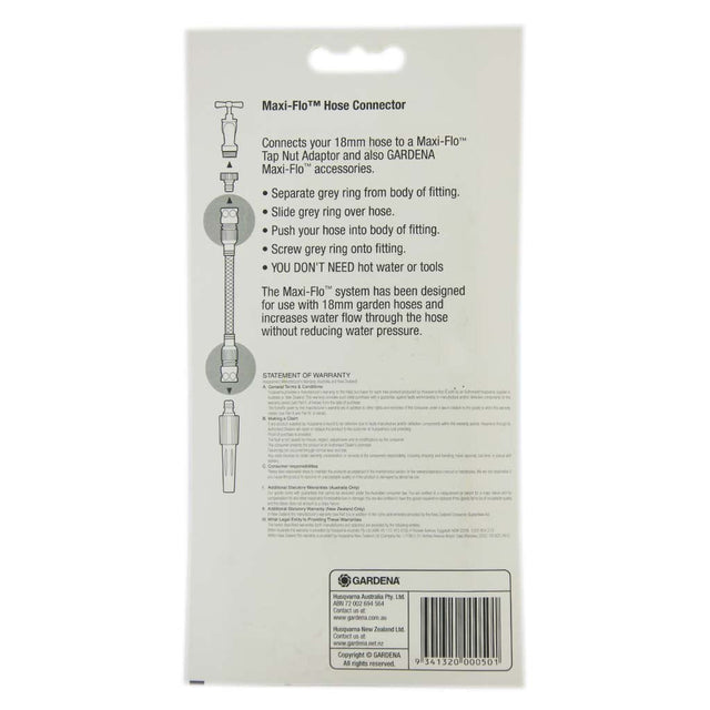 GARDENA Maxi - Flo Hose Connector For 18mm Hose G2816