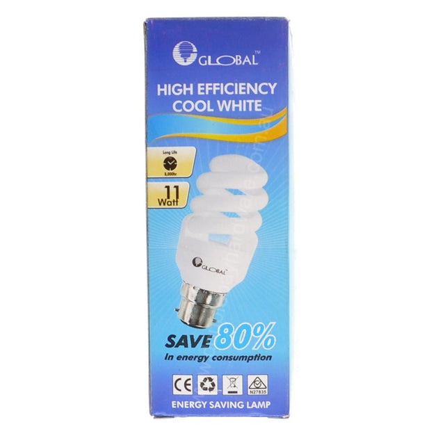 GLOBAL Energy Saving Light Bulb B22 240V 11W C/W