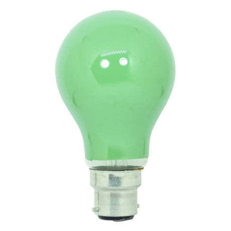GLS Coloured Incandescent Light Bulb B22 240V 15W Green