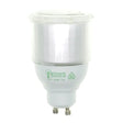 CFL light bulb with 'green' branding on a white background