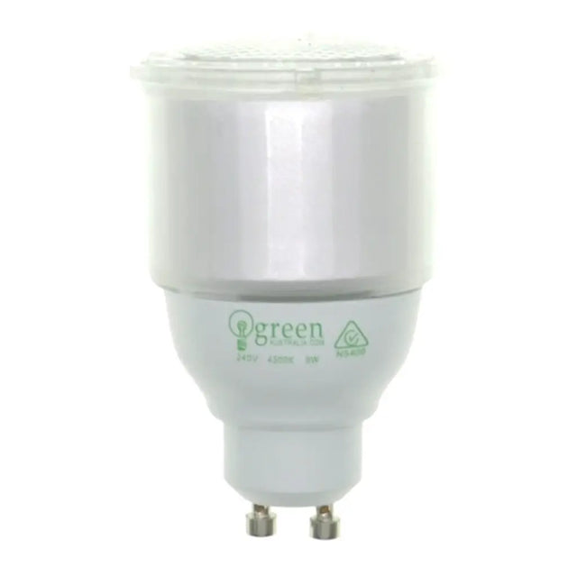 LED light bulb with 'green' logo on a white background