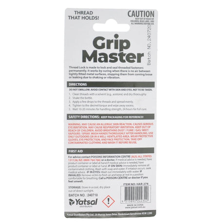 Grip Master Thread Lock 10ml HAR - 274