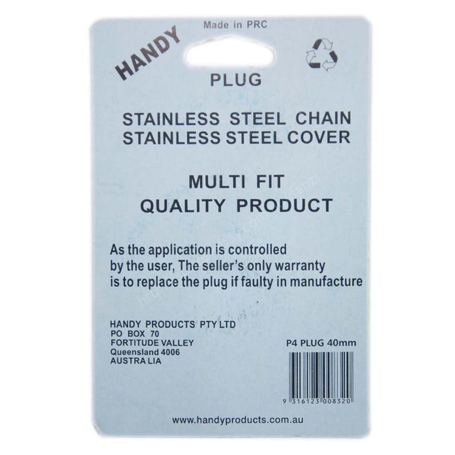 HANDY PRODUCT Easy Lift Bath and Sink Plug 40mm P4