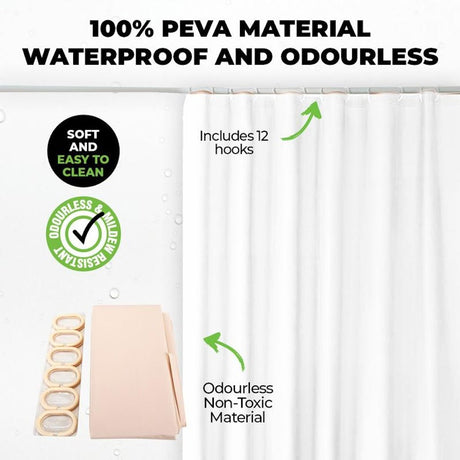 HOME MASTER PEVA Shower Curtain 1.8M With Hooks 218455