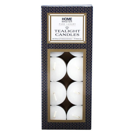 HOME MASTER Tealight Candles Unscented 20x35mm 9 Hours 10Pcs 123636