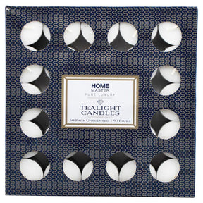 HOME MASTER Tealight Candles Unscented 20x35mm 9 Hours 50Pcs 145140