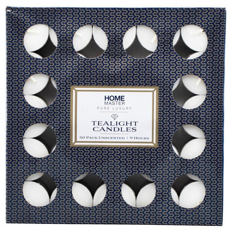 HOME MASTER Tealight Candles Unscented 20x35mm 9 Hours 50Pcs 145140
