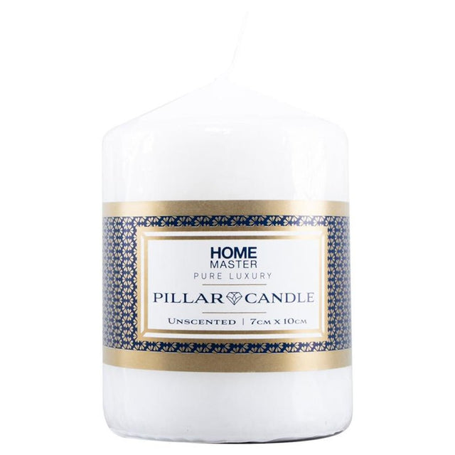 HOME MASTER Unscented Pillar Candles 25 Hours Burn Time 7x10cm 146970