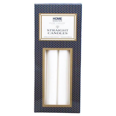 HOME MASTER White Unscented Straight Candles 8 Hours Burn 4Pcs 20x2.2cm 145171