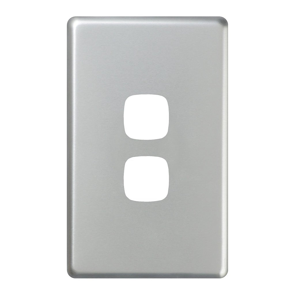 HPM Excel 2 Gang Switch Coverplate Matt Silver CDXL7702PLMS