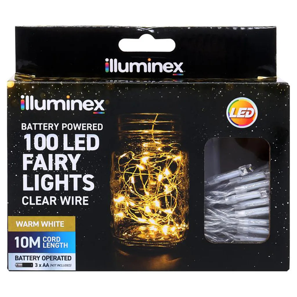illuminex Battery Fairy Lights Warm White 100LED 249237