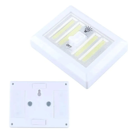 White LED light panel with switch on a white background