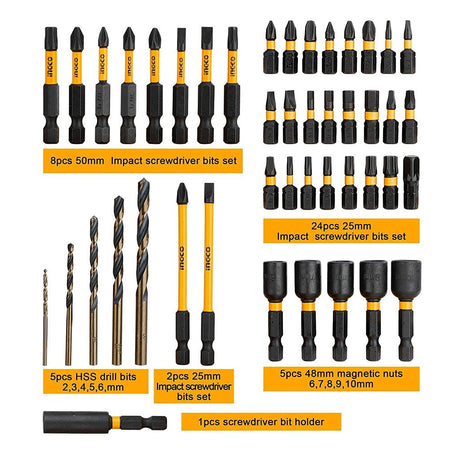 Ingco Impact Screwdriver Bit Set 45Pcs HTE - AKDL24502