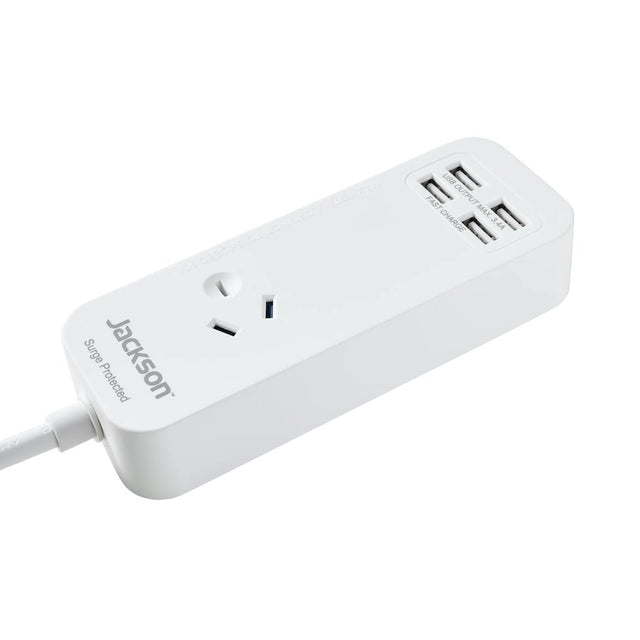 Jackson Powerboard 1 Socket With 4 USB Fast Charge 0.9m PT3USB3A