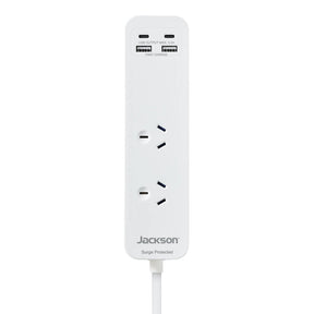 Jackson Powerboard 2 Sockets With 2 USB - A 2 USB - C Fast Charge 0.9m PT2USB3AC