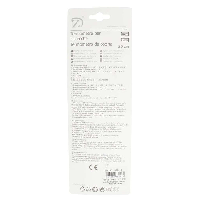 Kitchen Barbecue Digital Thermometer - 50~300°C IP66 20cm ZD - D005A