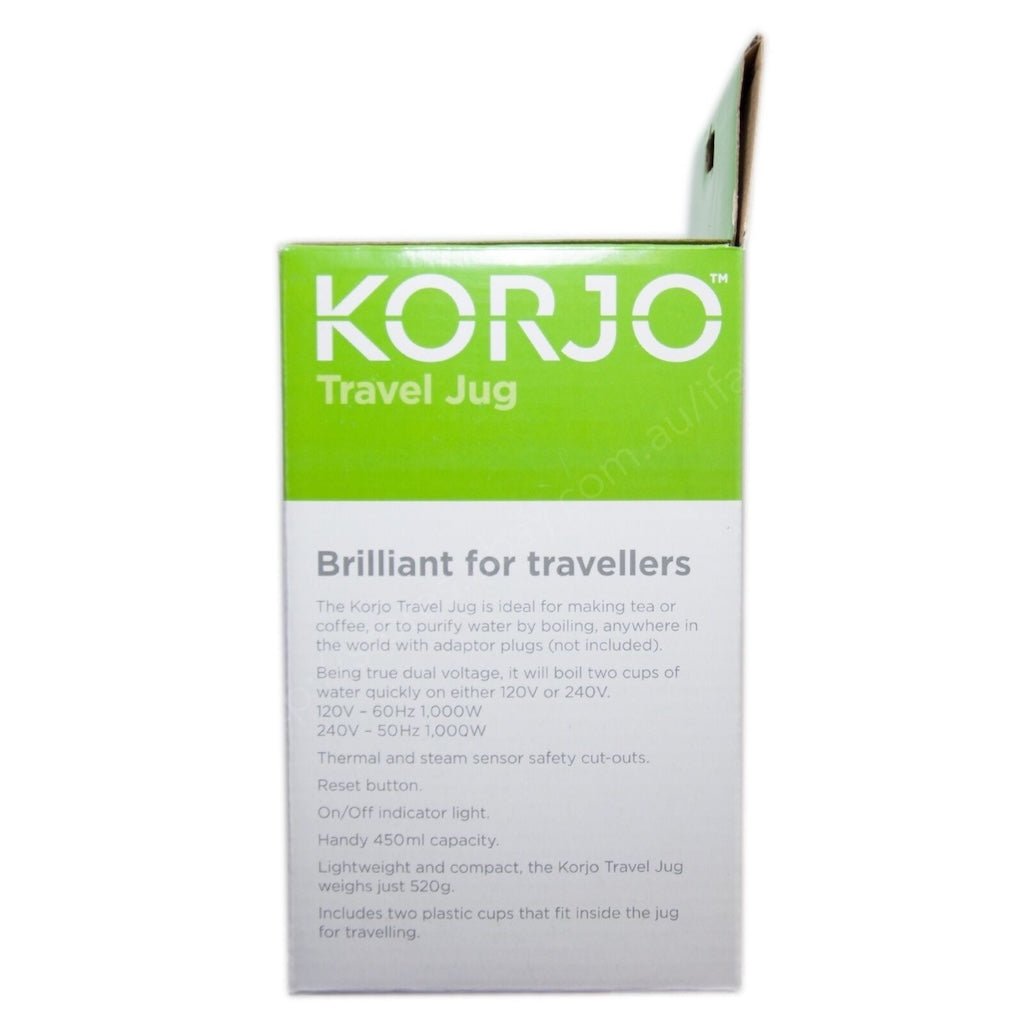 KORJO 400ml Dual Voltage Portable Kettle Travel Jug with 2 Water Cups TJ50D