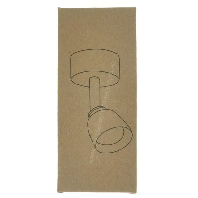 Cardboard packaging with a light fixture illustration on a white background