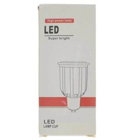 Box of LED lamp with text and diagram on a white background