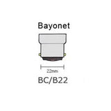 Bayonet light bulb socket with dimensions on a white background